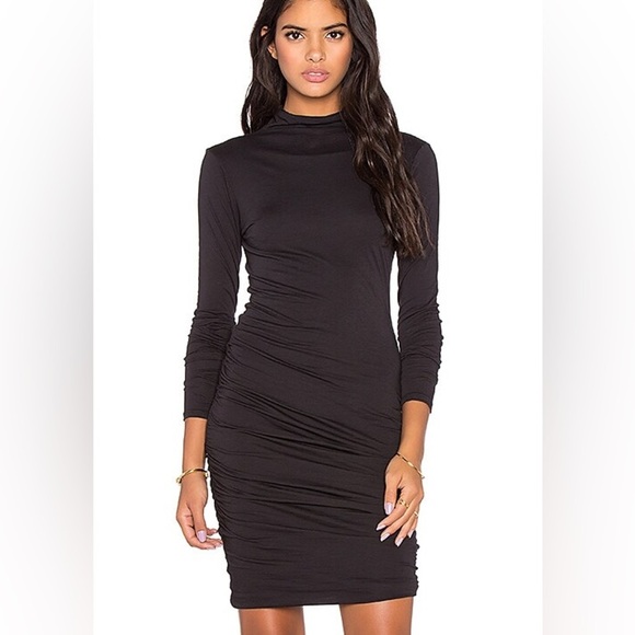 Velvet by Graham & Spencer black lightweight ruched turtleneck dress - size XS - Picture 4 of 4